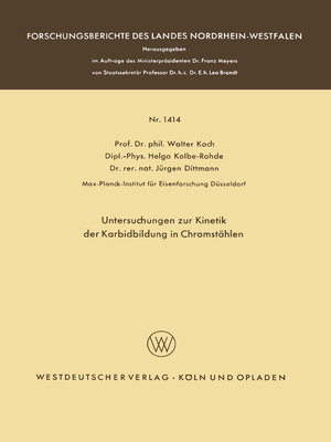 cover image of Untersuchungen zur Kinetik der Karbidbildung in Chromstählen